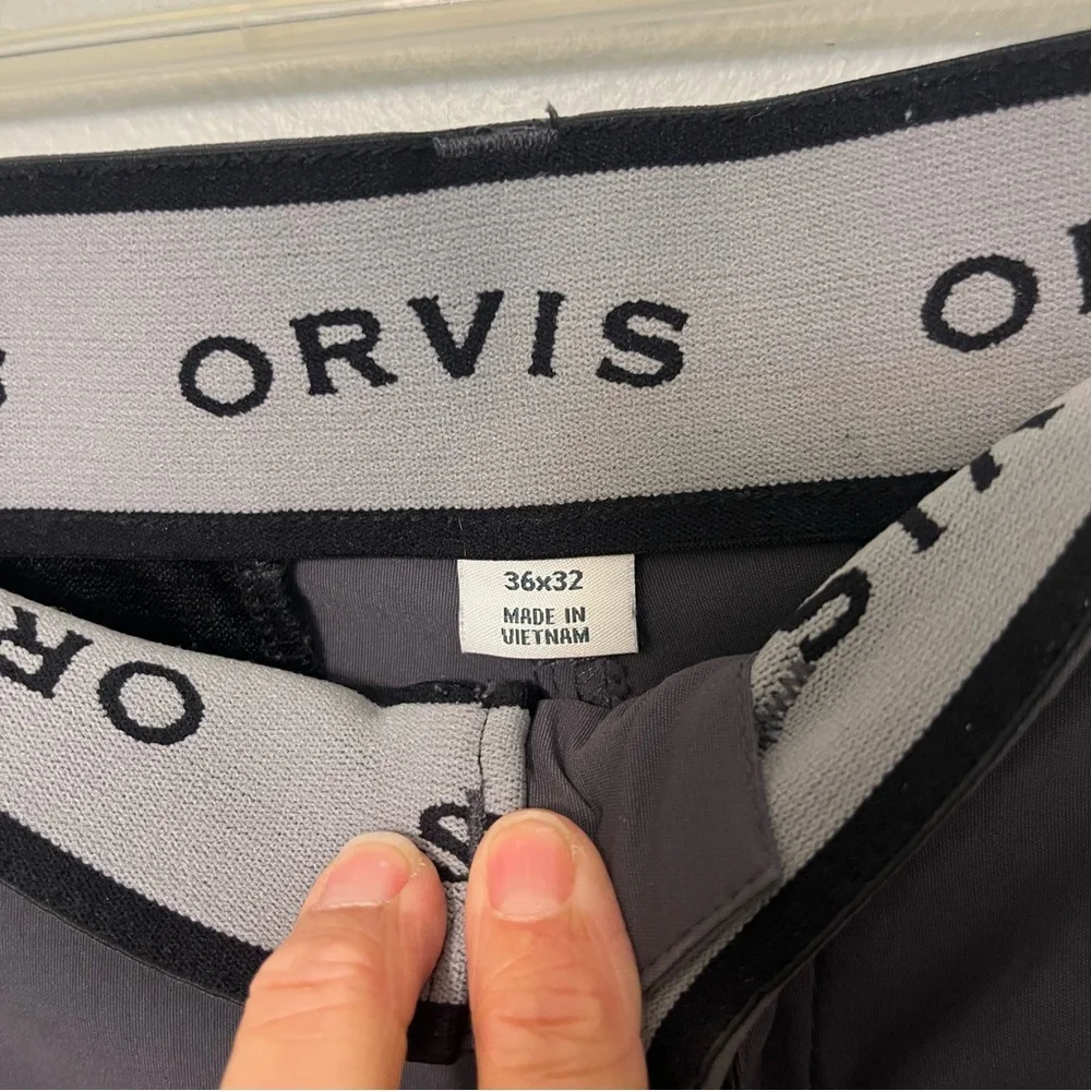 Orvis Pants Mens 36X32 Gray Cargo Utility‎ Nylon Hiking Fishing Outdoor EUC